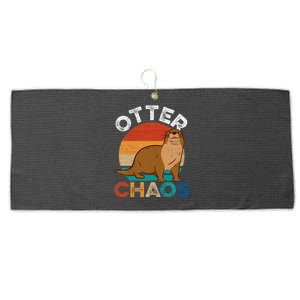 Otter Chaos For Wo Cute Otter Lover Large Microfiber Waffle Golf Towel