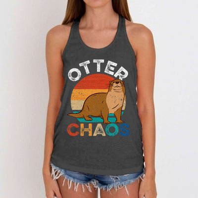 Otter Chaos For Wo Cute Otter Lover Women's Knotted Racerback Tank