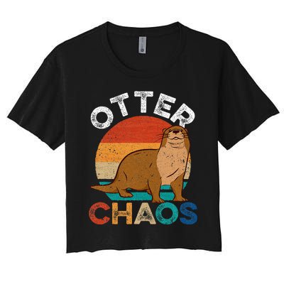 Otter Chaos For Wo Cute Otter Lover Women's Crop Top Tee