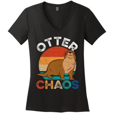 Otter Chaos For Wo Cute Otter Lover Women's V-Neck T-Shirt