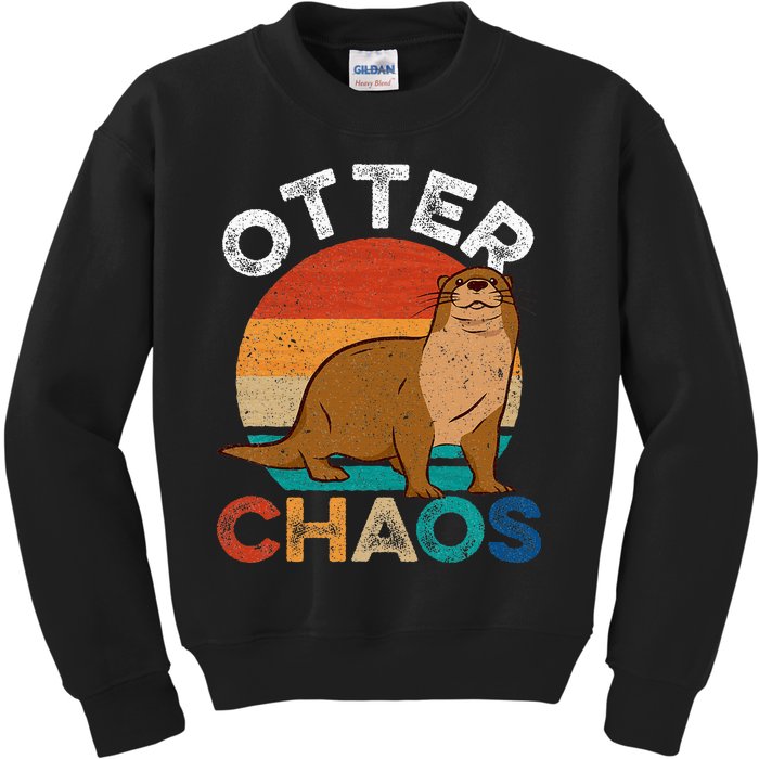 Otter Chaos For Wo Cute Otter Lover Kids Sweatshirt