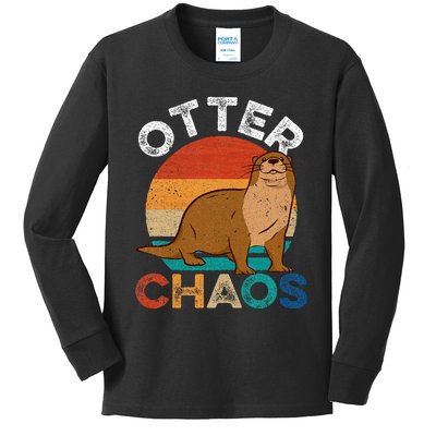 Otter Chaos For Wo Cute Otter Lover Kids Long Sleeve Shirt