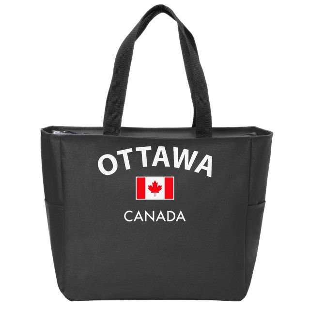 Ottawa Canada Flag Proud Canadian Zip Tote Bag