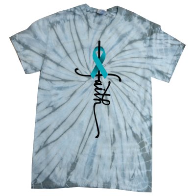 Ovarian Cancer Faith Ovarian Cancer Awareness Support Tie-Dye T-Shirt