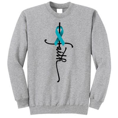 Ovarian Cancer Faith Ovarian Cancer Awareness Support Tall Sweatshirt