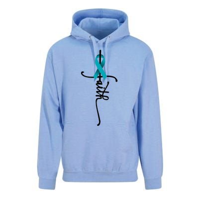 Ovarian Cancer Faith Ovarian Cancer Awareness Support Unisex Surf Hoodie