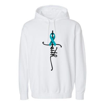 Ovarian Cancer Faith Ovarian Cancer Awareness Support Garment-Dyed Fleece Hoodie