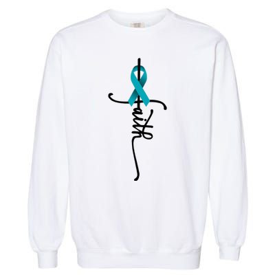 Ovarian Cancer Faith Ovarian Cancer Awareness Support Garment-Dyed Sweatshirt