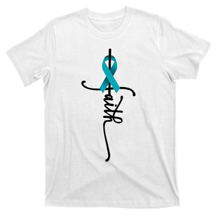 Ovarian Cancer Faith Ovarian Cancer Awareness Support T-Shirt