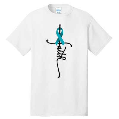 Ovarian Cancer Faith Ovarian Cancer Awareness Support Tall T-Shirt