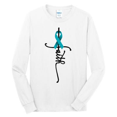 Ovarian Cancer Faith Ovarian Cancer Awareness Support Tall Long Sleeve T-Shirt