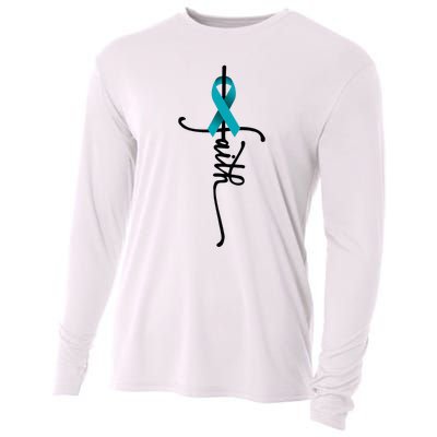 Ovarian Cancer Faith Ovarian Cancer Awareness Support Cooling Performance Long Sleeve Crew