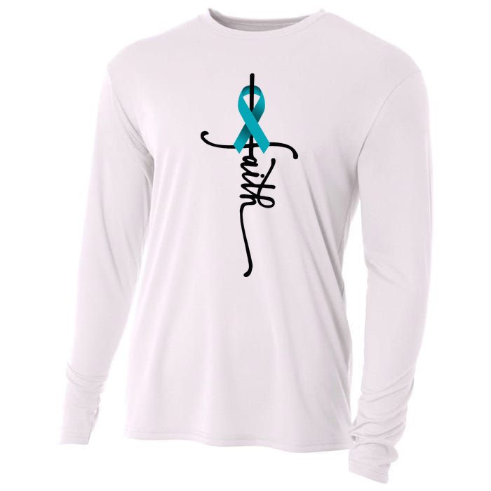 Ovarian Cancer Faith Ovarian Cancer Awareness Support Cooling Performance Long Sleeve Crew