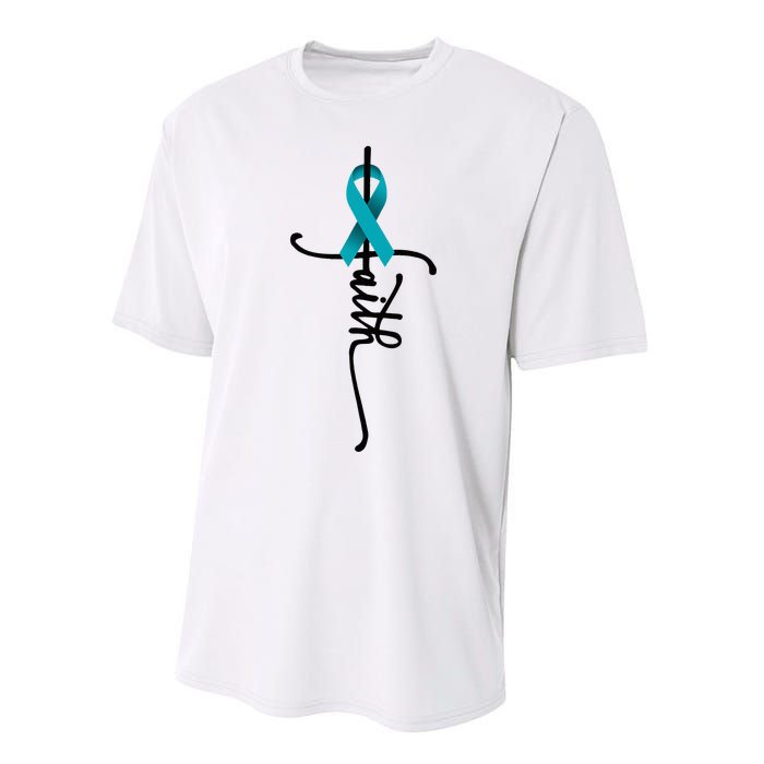 Ovarian Cancer Faith Ovarian Cancer Awareness Support Performance Sprint T-Shirt