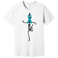 Ovarian Cancer Faith Ovarian Cancer Awareness Support Premium T-Shirt