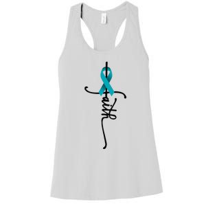 Ovarian Cancer Faith Ovarian Cancer Awareness Support Women's Racerback Tank