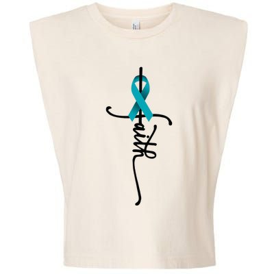 Ovarian Cancer Faith Ovarian Cancer Awareness Support Garment-Dyed Women's Muscle Tee