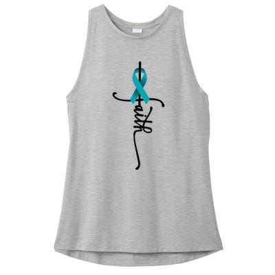 Ovarian Cancer Faith Ovarian Cancer Awareness Support Ladies PosiCharge Tri-Blend Wicking Tank