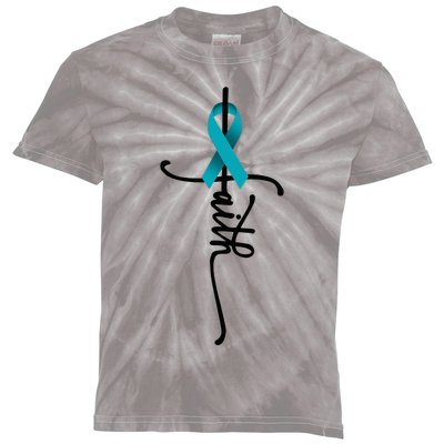 Ovarian Cancer Faith Ovarian Cancer Awareness Support Kids Tie-Dye T-Shirt