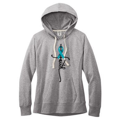 Ovarian Cancer Faith Ovarian Cancer Awareness Support Women's Fleece Hoodie