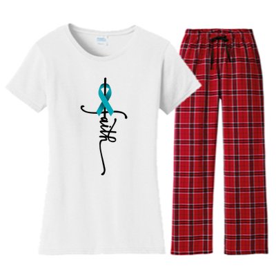 Ovarian Cancer Faith Ovarian Cancer Awareness Support Women's Flannel Pajama Set