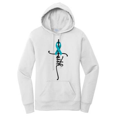 Ovarian Cancer Faith Ovarian Cancer Awareness Support Women's Pullover Hoodie