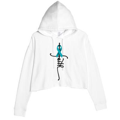 Ovarian Cancer Faith Ovarian Cancer Awareness Support Crop Fleece Hoodie