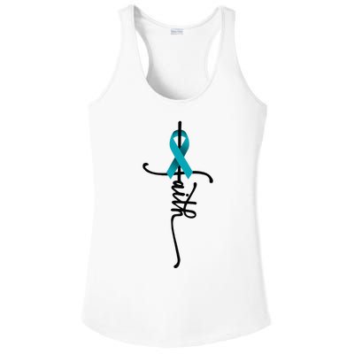 Ovarian Cancer Faith Ovarian Cancer Awareness Support Ladies PosiCharge Competitor Racerback Tank