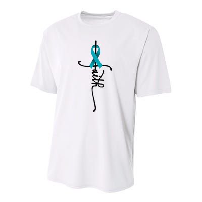 Ovarian Cancer Faith Ovarian Cancer Awareness Support Youth Performance Sprint T-Shirt