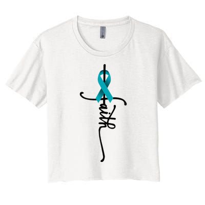 Ovarian Cancer Faith Ovarian Cancer Awareness Support Women's Crop Top Tee