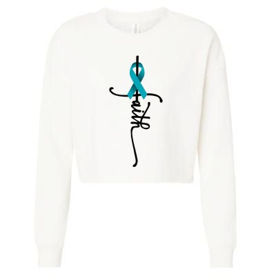 Ovarian Cancer Faith Ovarian Cancer Awareness Support Cropped Pullover Crew