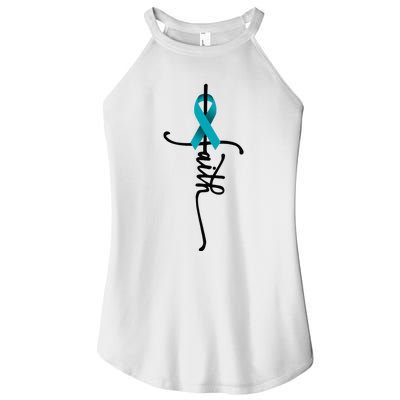 Ovarian Cancer Faith Ovarian Cancer Awareness Support Women's Perfect Tri Rocker Tank