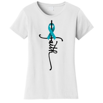 Ovarian Cancer Faith Ovarian Cancer Awareness Support Women's T-Shirt