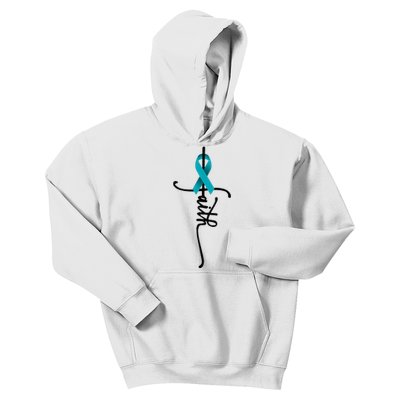 Ovarian Cancer Faith Ovarian Cancer Awareness Support Kids Hoodie