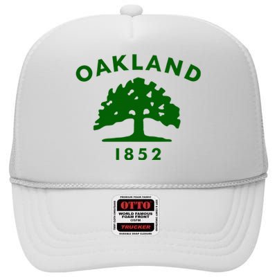 Oakland City Flag State Of California The Bay Area Town High Crown Mesh Back Trucker Hat