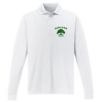 Oakland City Flag State Of California The Bay Area Town Performance Long Sleeve Polo