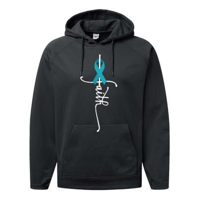 Ovarian Cancer Faith Ovarian Cancer Awareness Performance Fleece Hoodie