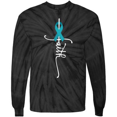 Ovarian Cancer Faith Ovarian Cancer Awareness Tie-Dye Long Sleeve Shirt