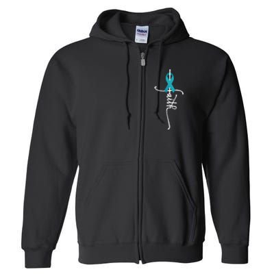 Ovarian Cancer Faith Ovarian Cancer Awareness Full Zip Hoodie