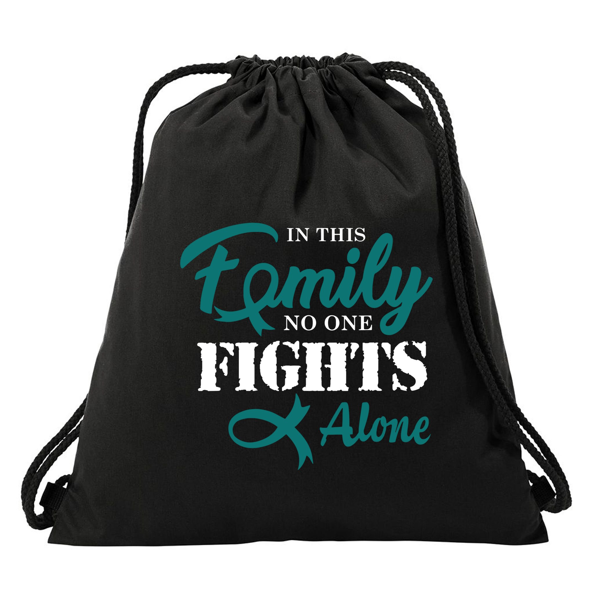 Ovarian Cancer Fight Cancer Ribbon Drawstring Bag