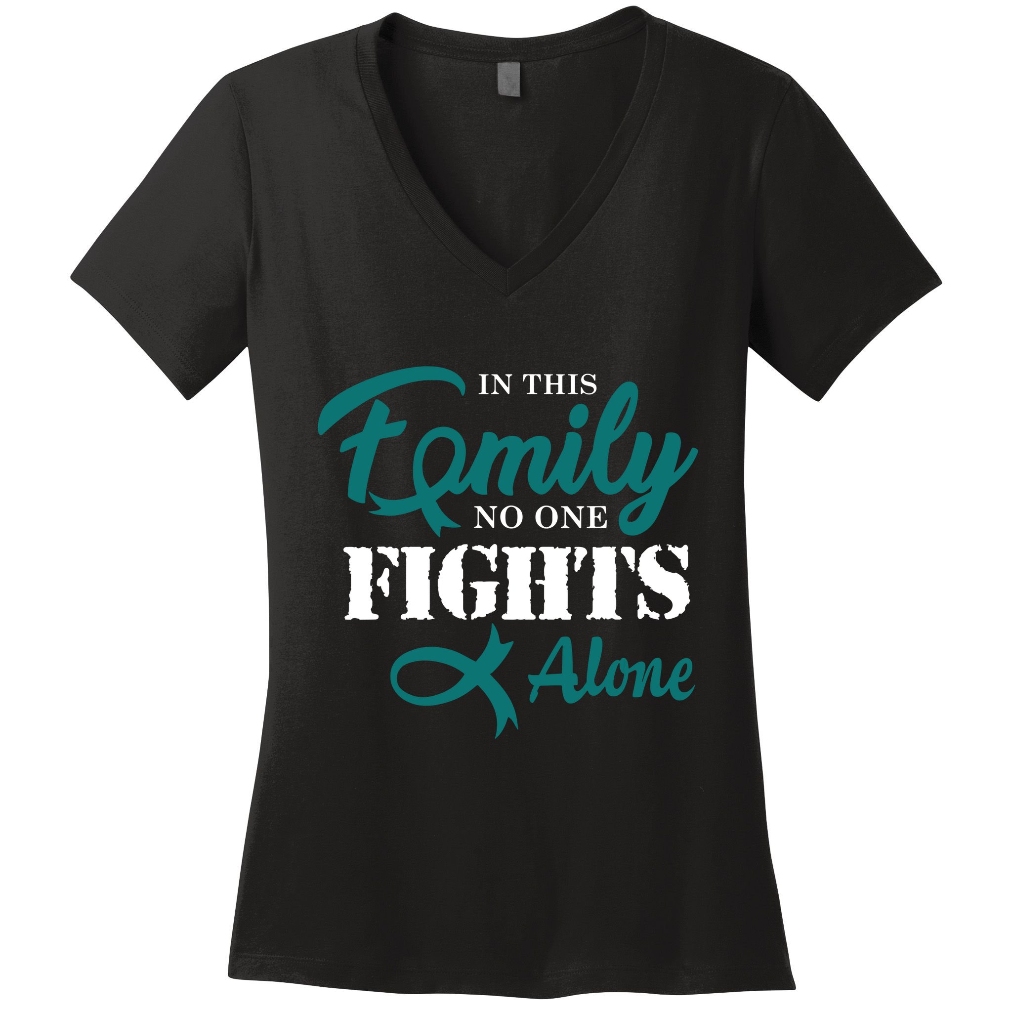 Ovarian Cancer Fight Cancer Ribbon Women's V-Neck T-Shirt