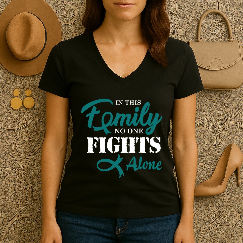 Ovarian Cancer Fight Cancer Ribbon Women's V-Neck T-Shirt