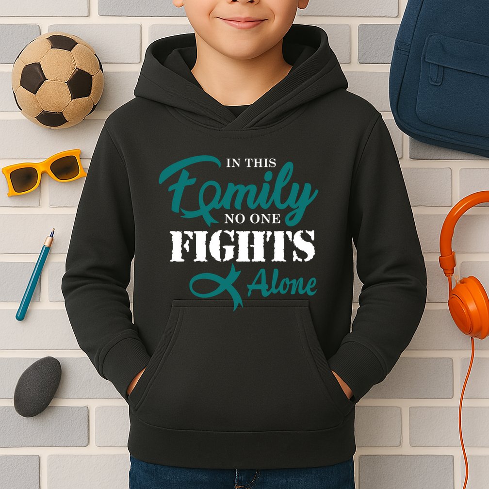Ovarian Cancer Fight Cancer Ribbon Kids Hoodie