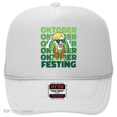 Oktoberfest Celebration Festive German High Crown Mesh Back Trucker Hat