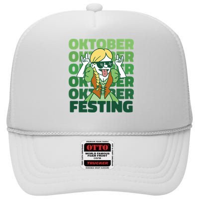 Oktoberfest Celebration Festive German High Crown Mesh Back Trucker Hat