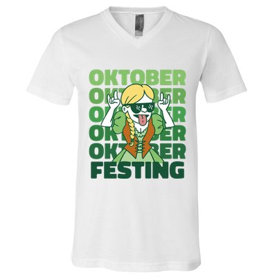 Oktoberfest Celebration Festive German V-Neck T-Shirt