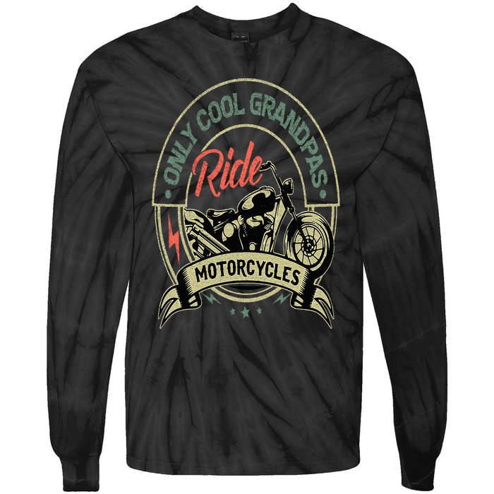 Only Cool Grandpas Ride Motorcycles Vintage Tie-Dye Long Sleeve Shirt