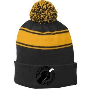 Oktoberfest Celebration Graphic Stripe Pom Pom Beanie