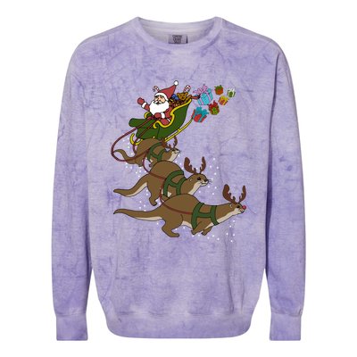 Otter Christmas Gift Colorblast Crewneck Sweatshirt