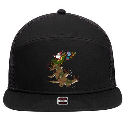 Otter Christmas Gift 7 Panel Mesh Trucker Snapback Hat